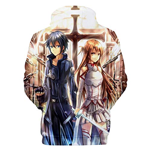 Sudaderas con Capucha,Unisex Pulóver Anime Sword Art Onlin para Hombre 3D Suéter con Capucha Suelto Cómodo Marrón 6XL