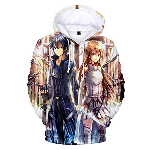 Sudaderas con Capucha,Unisex Pulóver Anime Sword Art Onlin para Hombre 3D Suéter con Capucha Suelto Cómodo Marrón 6XL