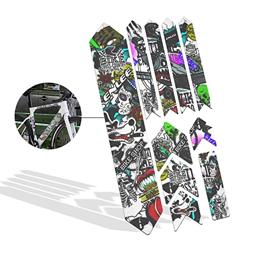 SUFUL Pegatina de Bicicleta, Superficie 3D Impermeable y a Prueba de Arena, protección del Cuadro de la Bicicleta, Pegatina de la Horquilla Delantera, Bicicleta de montaña/Carretera (Painted-A)