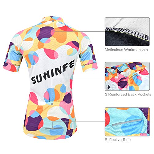 SUHINFE Maillot Ciclismo Mujer Verano, Ctraje Ciclismo y Culotte Ciclismo con 5D Gel Pad para Bicicleta de Carretera y MTB