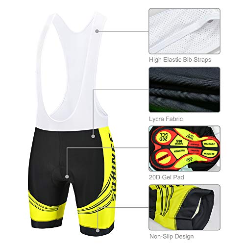 SUHINFE Ropa Ciclismo Hombre, Transpirable y de Secado rápido Maillot Ciclismo y Grueso Culotte Acolchado 5D para Verano