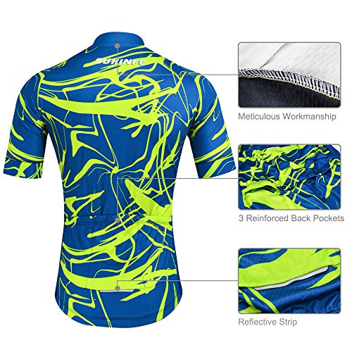 SUHINFE Ropa Ciclismo Hombre Verano, Transpirable y de Secado rápido Maillot Ciclismo y Pculotte Ciclismo con 5D Gel Pad para Bicicleta de Carretera y MTB