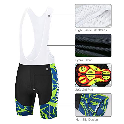 SUHINFE Ropa Ciclismo Hombre Verano, Transpirable y de Secado rápido Maillot Ciclismo y Pculotte Ciclismo con 5D Gel Pad para Bicicleta de Carretera y MTB