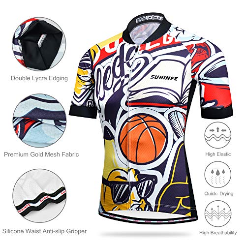 SUHINFE Traje Ciclismo Hombre para Verano, Ciclismo Maillot y Culotte Ciclismo Culote Bicicleta con 5D Gel Pad para Deportes al Aire Libre Ciclo Bicicleta, XS