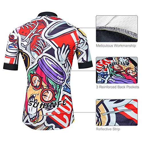 SUHINFE Traje Ciclismo Hombre para Verano, Ciclismo Maillot y Culotte Ciclismo Culote Bicicleta con 5D Gel Pad para Deportes al Aire Libre Ciclo Bicicleta, XS