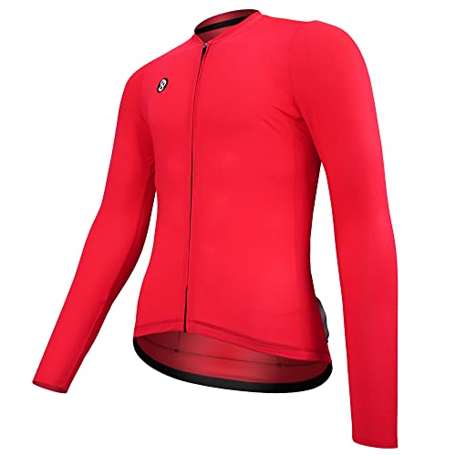 Suisse Blanche. Maillot Ciclismo Manga Larga Hombre (Talla M, Rojo)