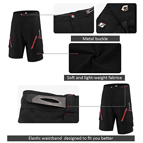 SUKUTU Pantalones Cortos de Ciclismo para Hombre Pantalones Cortos de MTB Pantalones Cortos de Bicicleta de montaña Pantalones Cortos de Ciclismo Holgados y Transpirables