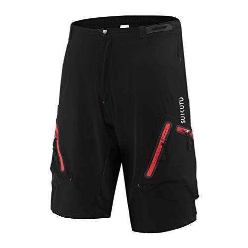 SUKUTU Pantalones Cortos de Ciclismo para Hombre Pantalones Cortos de MTB Pantalones Cortos de Bicicleta de montaña Pantalones Cortos de Ciclismo Holgados y Transpirables