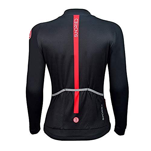 SUNDRIED Ciclo Mujer de Manga Larga de Ciclo Jersey Ropa de la Ropa de la Bici del Camino y Bicicletas de Montaña (Negro, L)