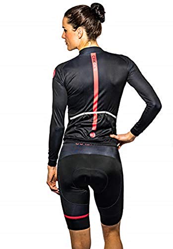 SUNDRIED Ciclo Mujer de Manga Larga de Ciclo Jersey Ropa de la Ropa de la Bici del Camino y Bicicletas de Montaña (Negro, L)