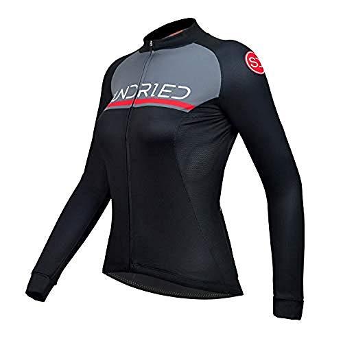 SUNDRIED Ciclo Mujer de Manga Larga de Ciclo Jersey Ropa de la Ropa de la Bici del Camino y Bicicletas de Montaña (Negro, L)