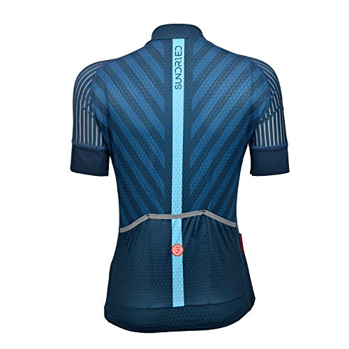 SUNDRIED Ciclo Womens Pro Rango de Ciclo de Jersey de la Bici Jersey de la Bici del Camino de montaña del Desgaste de la Bici Camisas (Azul, L)