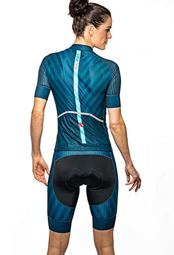 SUNDRIED Ciclo Womens Pro Rango de Ciclo de Jersey de la Bici Jersey de la Bici del Camino de montaña del Desgaste de la Bici Camisas (Azul, L)