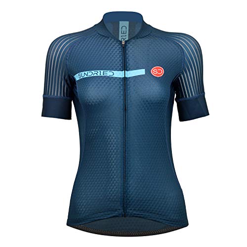 SUNDRIED Ciclo Womens Pro Rango de Ciclo de Jersey de la Bici Jersey de la Bici del Camino de montaña del Desgaste de la Bici Camisas (Azul, L)