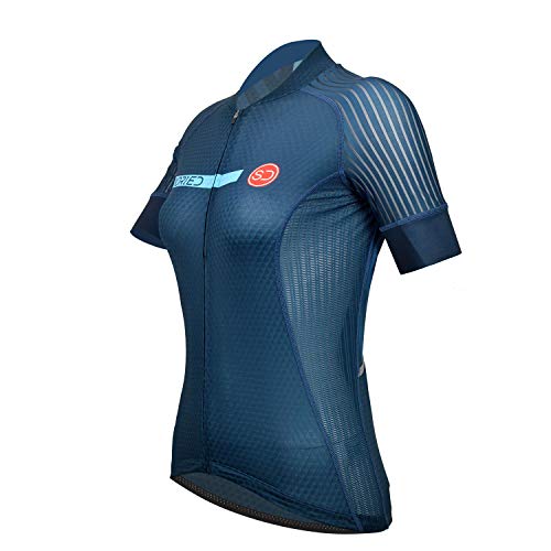 SUNDRIED Ciclo Womens Pro Rango de Ciclo de Jersey de la Bici Jersey de la Bici del Camino de montaña del Desgaste de la Bici Camisas (Azul, L)