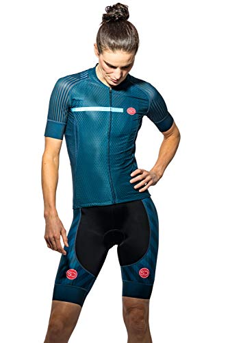 SUNDRIED Ciclo Womens Pro Rango de Ciclo de Jersey de la Bici Jersey de la Bici del Camino de montaña del Desgaste de la Bici Camisas (Azul, L)