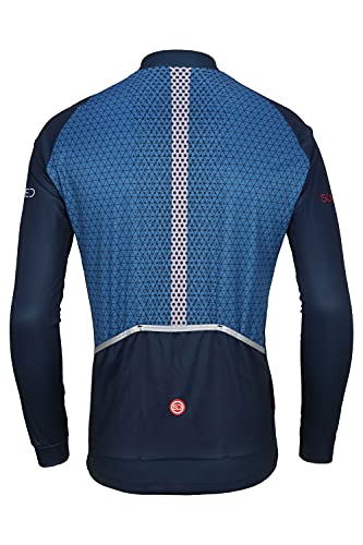 SUNDRIED Hombre Camiseta de Ciclismo Manga Larga Bicicleta de Pista Top de Ciclismo Camiseta de Ciclismo de Montaña Kit de Ciclismo (Azul, M)