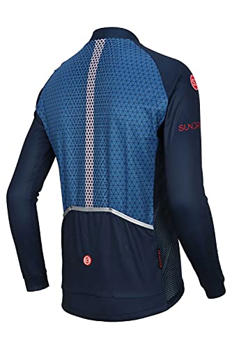 SUNDRIED Hombre Camiseta de Ciclismo Manga Larga Bicicleta de Pista Top de Ciclismo Camiseta de Ciclismo de Montaña Kit de Ciclismo (Azul, M)