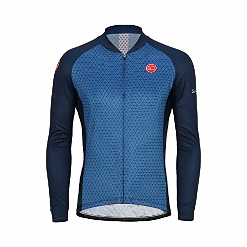 SUNDRIED Hombre Camiseta de Ciclismo Manga Larga Bicicleta de Pista Top de Ciclismo Camiseta de Ciclismo de Montaña Kit de Ciclismo (Azul, M)