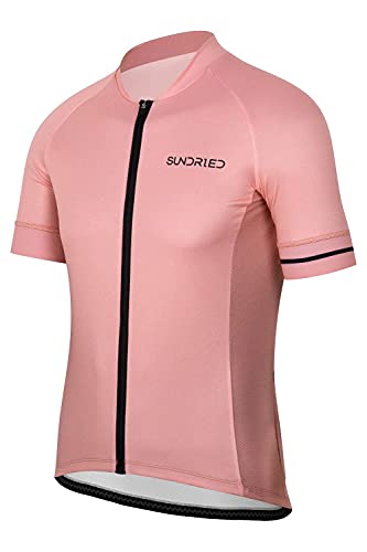 SUNDRIED Hombre Manga Corta Ciclismo Jersey Bike Bike Cicling Top Pink Mountain Bike Bike Kit de Ciclismo (Rosa, XL)