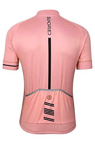 SUNDRIED Hombre Manga Corta Ciclismo Jersey Bike Bike Cicling Top Pink Mountain Bike Bike Kit de Ciclismo (Rosa, XL)