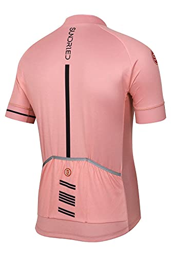SUNDRIED Hombre Manga Corta Ciclismo Jersey Bike Bike Cicling Top Pink Mountain Bike Bike Kit de Ciclismo (Rosa, XL)