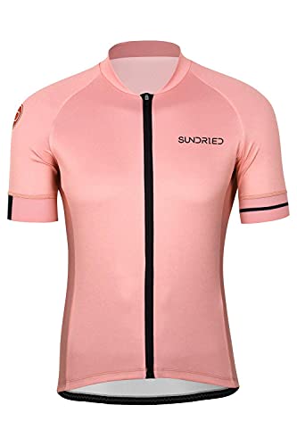 SUNDRIED Hombre Manga Corta Ciclismo Jersey Bike Bike Cicling Top Pink Mountain Bike Bike Kit de Ciclismo (Rosa, XL)