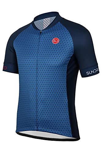 SUNDRIED Hombre Manga Corta Ciclismo Jersey Road Bike Cicling Top Mountain Bike Shirt Kit de Ciclismo (Azul, S)