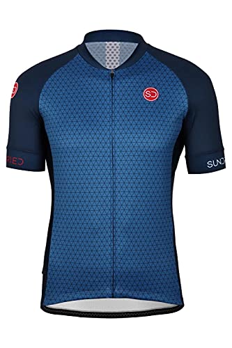 SUNDRIED Hombre Manga Corta Ciclismo Jersey Road Bike Cicling Top Mountain Bike Shirt Kit de Ciclismo (Azul, S)