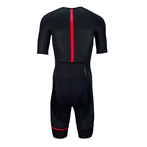 SUNDRIED Hombres Pro Traje de manga corta Trisuit Triatlón Ironman mejor para Racing Tri Suit (Negro, M)