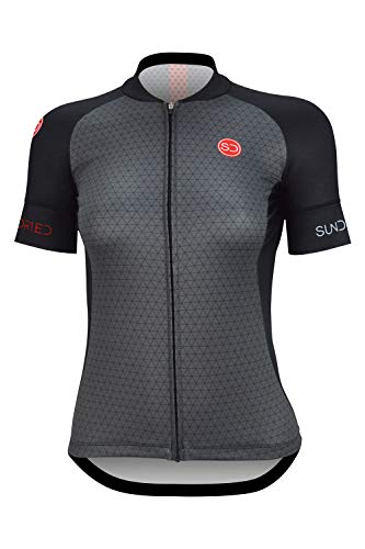 SUNDRIED Jersey Ciclo para Mujer de Manga Corta Ciclismo de Carretera y de montaña Bici Jersey (M, Negro)