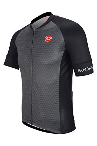 SUNDRIED Jersey de Ciclo para Hombre Manga Corta Profesional Bicicleta de Carretera y de montaña de Ropa de la Bici (M, Negro)