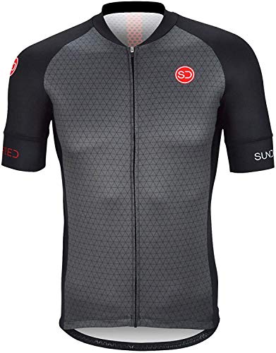 SUNDRIED Jersey de Ciclo para Hombre Manga Corta Profesional de Bicicletas de montaña y Carretera Accesorios de Ciclismo (L, Negro)