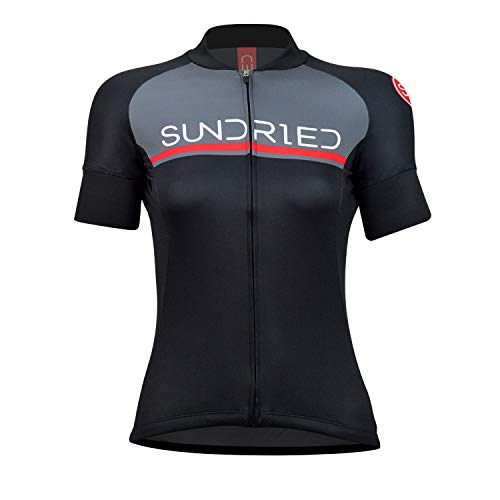 SUNDRIED Kit de Manga Corta para Mujer Jersey de Ciclo Bici del Camino y Bicicletas de montaña (Negro, M)