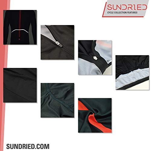 SUNDRIED Manga Larga para Hombre Jersey de Ciclo Bici del Camino de MTB Ropa de la Bicicleta (Negro, L)