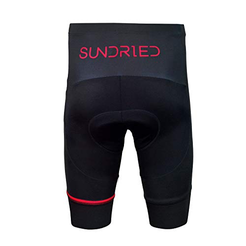 SUNDRIED Mens Acolchado de Bicicletas Pantalones Cortos Bici del Camino de Ciclo Ropa de Aluminio de Ciclo Ropa (Negro, XXL)