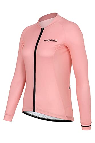 SUNDRIED Mujer Camiseta de Ciclismo Manga Larga Bicicleta de Pista Camiseta de Ciclismo Rosa Camiseta de Ciclismo de Montaña Ropa de Ciclismo (Rosa, S)