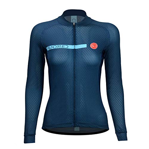 SUNDRIED Mujer Pro Range Maillot de Ciclismo Manga Larga Camiseta de Bicicleta para Bicicleta de Pista Ropa de Ciclismo Profesional (Azul, M)