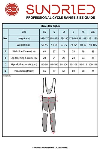 SUNDRIED para Hombre Babero de Ciclo Medias Bicicleta de Carretera Acolchado Pantalones del Babero de Bicicletas de montaña Ropa (Negro, S)