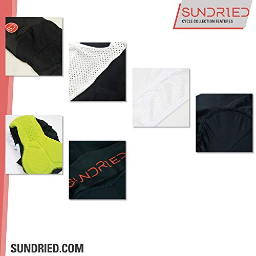 SUNDRIED para Hombre Babero de Ciclo Medias Bicicleta de Carretera Acolchado Pantalones del Babero de Bicicletas de montaña Ropa (Negro, S)