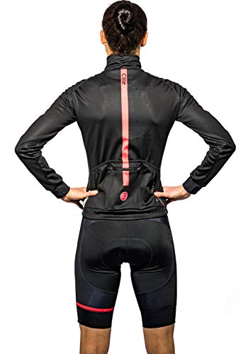 SUNDRIED para Mujer Chaqueta térmica de Ciclo a Prueba de Viento Impermeable Mejor para el frío y la Bici de Carretera Bicicleta de montaña (Negro, M)