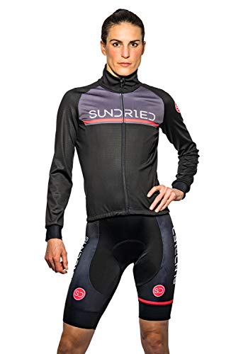 SUNDRIED para Mujer Chaqueta térmica de Ciclo a Prueba de Viento Impermeable Mejor para el frío y la Bici de Carretera Bicicleta de montaña (Negro, M)