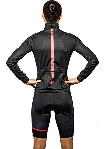 SUNDRIED para Mujer Chaqueta térmica de Ciclo a Prueba de Viento Impermeable Mejor para el frío y la Bici de Carretera Bicicleta de montaña (Negro, XL)