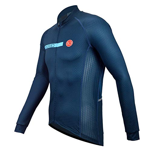 SUNDRIED Pro Ciclo Rango Jersey Manga Larga para Hombre Ciclismo Profesional Ropa Optimizado para Bicicleta de Carretera Bicicleta de montaña (Azul, L)