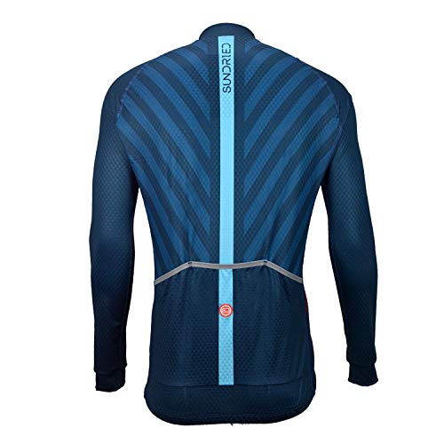 SUNDRIED Pro Ciclo Rango Jersey Manga Larga para Hombre Ciclismo Profesional Ropa Optimizado para Bicicleta de Carretera Bicicleta de montaña (Azul, L)