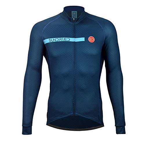 SUNDRIED Pro Ciclo Rango Jersey Manga Larga para Hombre Ciclismo Profesional Ropa Optimizado para Bicicleta de Carretera Bicicleta de montaña (Azul, L)