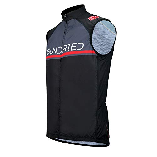 SUNDRIED Pro Cycling Gilet Chaleco de Ciclismo Ligero Chaleco Deportivo para Ciclismo y Carrera (Negro, XXL)