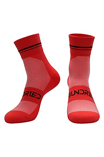 SUNDRIED Red Road ciclo de la bici MTB Calcetines prima y la bici del camino de ciclo Ropa Accesorios (rojo, LXL)