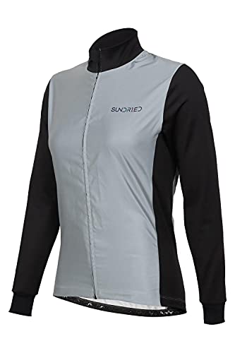 SUNDRIED Reflexivo Ciclo chaqueta a prueba de viento Agua Chaqueta del ciclo resistente de mujeres MTB Kit Ciclo de la bici de carretera (Negro, S)