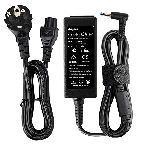 SUNYDEAL Cargador para Portátil HP 45W, Adaptador AC/Suministro de Cable de alimentación para HP Stream 11 13 14;Pavilion 11 13 15;Split 13;HP 719309-001 741727-001 HSTNN-CA40; 19.5V 2.31A;4.5mm*3mm